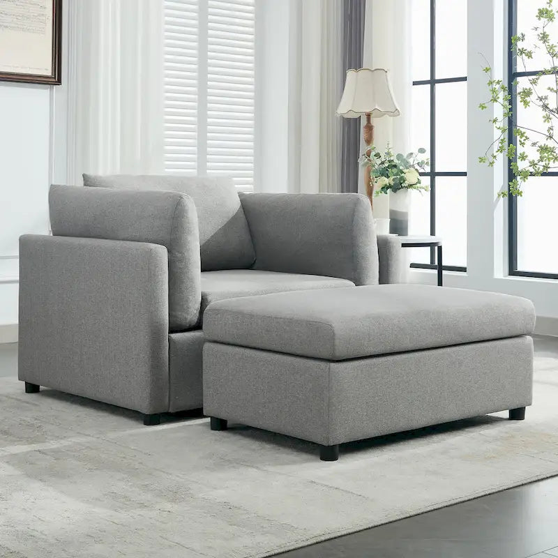 50 fauteuils surdimensionnés avec pouf, chaise d'appoint moderne, support lombaire, canapé de lecture pour chambre à coucher