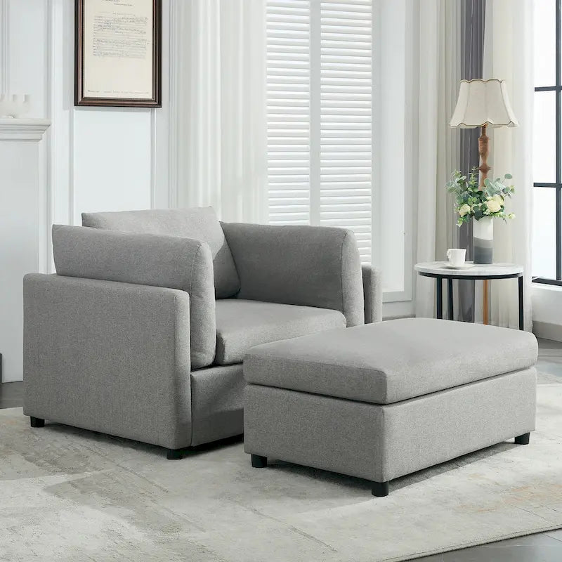50 fauteuils surdimensionnés avec pouf, chaise d'appoint moderne, support lombaire, canapé de lecture pour chambre à coucher