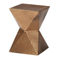 Table d'appoint en métal texturé - Table d'appoint géométrique dorée avec silhouette en sablier pour utilisation intérieure ou semi-extérieure