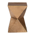Table d'appoint en métal texturé - Table d'appoint géométrique dorée avec silhouette en sablier pour utilisation intérieure ou semi-extérieure