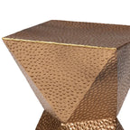 Table d'appoint en métal texturé - Table d'appoint géométrique dorée avec silhouette en sablier pour utilisation intérieure ou semi-extérieure