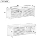 Banc d'entrée avec rangement et coussin, banc à chaussures avec porte coulissante, meuble de rangement pour chaussures pour salon, 39,1 L x 109,9 P x 41,9 H cm