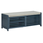 Banc d'entrée avec rangement et coussin, banc à chaussures avec porte coulissante, meuble de rangement pour chaussures pour salon, 39,1 L x 109,9 P x 41,9 H cm