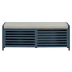 Banc d'entrée avec rangement et coussin, banc à chaussures avec porte coulissante, meuble de rangement pour chaussures pour salon, 39,1 L x 109,9 P x 41,9 H cm