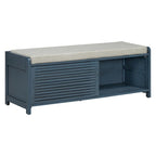 Banc d'entrée avec rangement et coussin, banc à chaussures avec porte coulissante, meuble de rangement pour chaussures pour salon, 39,1 L x 109,9 P x 41,9 H cm