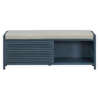 Banc d'entrée avec rangement et coussin, banc à chaussures avec porte coulissante, meuble de rangement pour chaussures pour salon, 39,1 L x 109,9 P x 41,9 H cm