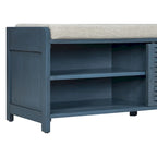 Banc d'entrée avec rangement et coussin, banc à chaussures avec porte coulissante, meuble de rangement pour chaussures pour salon, 39,1 L x 109,9 P x 41,9 H cm