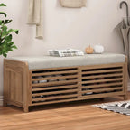 Banc d'entrée avec rangement et coussin, banc à chaussures avec porte coulissante, meuble de rangement pour chaussures pour salon, 39,1 L x 109,9 P x 41,9 H cm