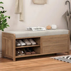 Banc d'entrée avec rangement et coussin, banc à chaussures avec porte coulissante, meuble de rangement pour chaussures pour salon, 39,1 L x 109,9 P x 41,9 H cm