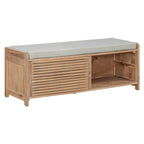 Banc d'entrée avec rangement et coussin, banc à chaussures avec porte coulissante, meuble de rangement pour chaussures pour salon, 39,1 L x 109,9 P x 41,9 H cm