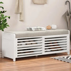 Banc d'entrée avec rangement et coussin, banc à chaussures avec porte coulissante, meuble de rangement pour chaussures pour salon, 39,1 L x 109,9 P x 41,9 H cm