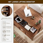Table basse relevable de style ferme, table basse rustique en bois