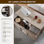 Table basse relevable de style ferme, table basse rustique en bois