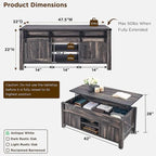 Table basse relevable de style ferme, table basse rustique en bois
