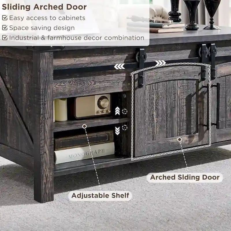 Table basse relevable de style ferme, table basse rustique en bois