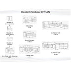 Collection de canapés modulaires modernes convertibles à faire soi-même – Modules pouf central et accoudoirs en option