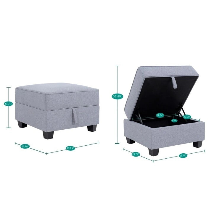 Collection de canapés modulaires modernes convertibles à faire soi-même – Modules pouf central et accoudoirs en option