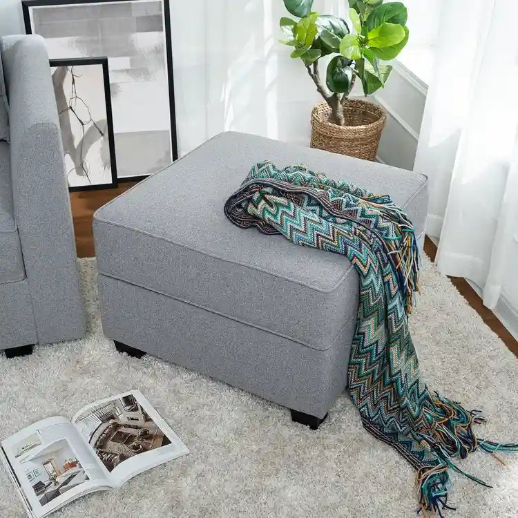 Collection de canapés modulaires modernes convertibles à faire soi-même – Modules pouf central et accoudoirs en option