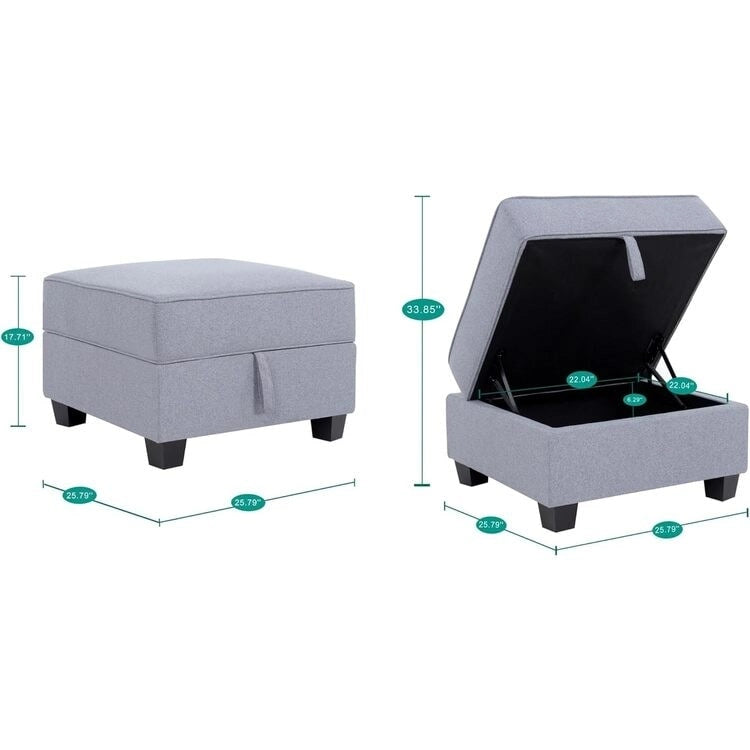 Collection de canapés modulaires modernes convertibles à faire soi-même – Modules pouf central et accoudoirs en option