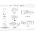 Collection de canapés modulaires modernes convertibles à faire soi-même – Modules pouf central et accoudoirs en option