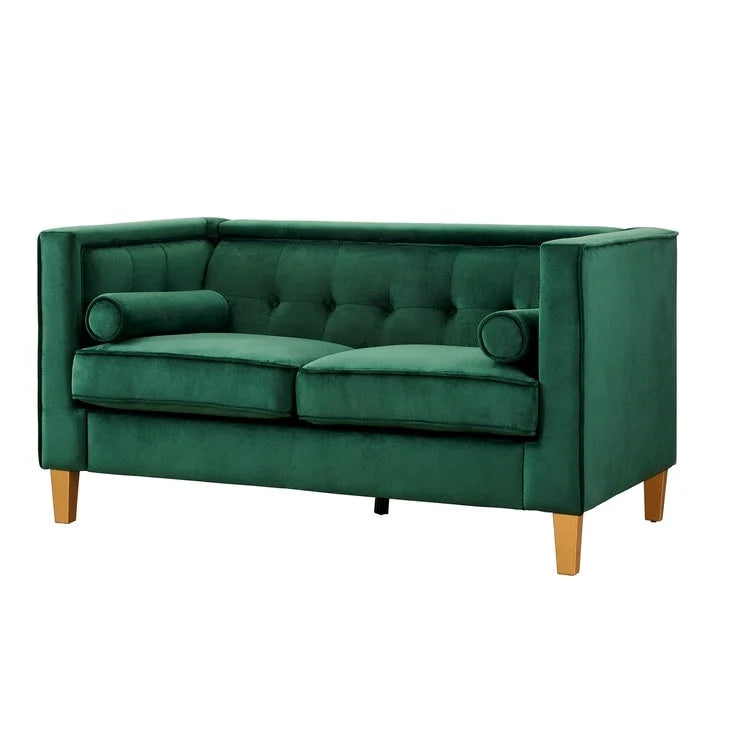 Causeuse moderne du milieu du siècle Adelaide - Fauteuil capitonné avec pieds en bois massif pour salon