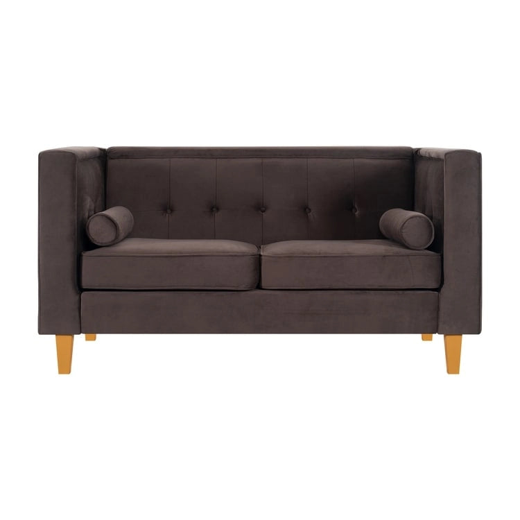 Causeuse moderne du milieu du siècle Adelaide - Fauteuil capitonné avec pieds en bois massif pour salon