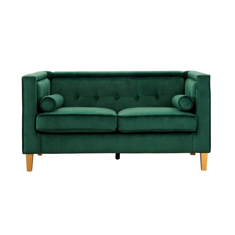 Causeuse moderne du milieu du siècle Adelaide - Fauteuil capitonné avec pieds en bois massif pour salon