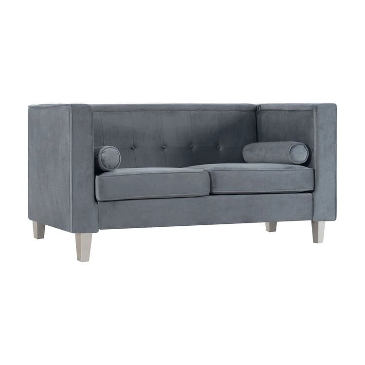 Causeuse moderne du milieu du siècle Adelaide - Fauteuil capitonné avec pieds en bois massif pour salon