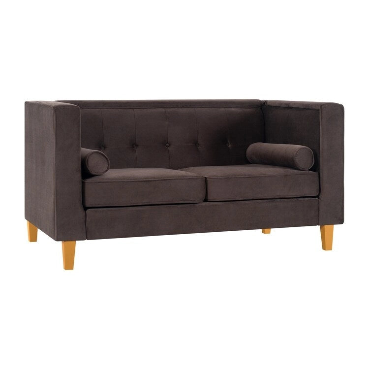 Causeuse moderne du milieu du siècle Adelaide - Fauteuil capitonné avec pieds en bois massif pour salon