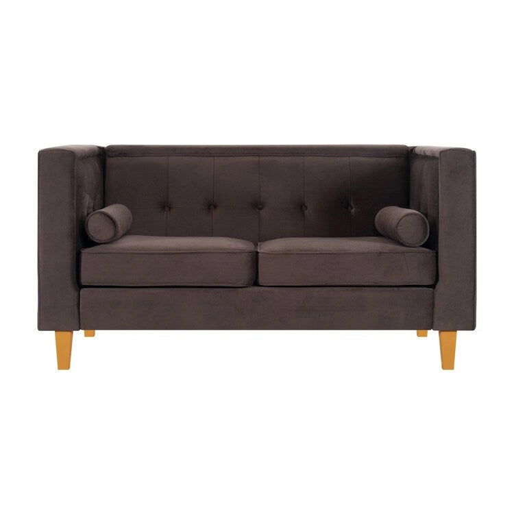 Causeuse moderne du milieu du siècle Adelaide - Fauteuil capitonné avec pieds en bois massif pour salon