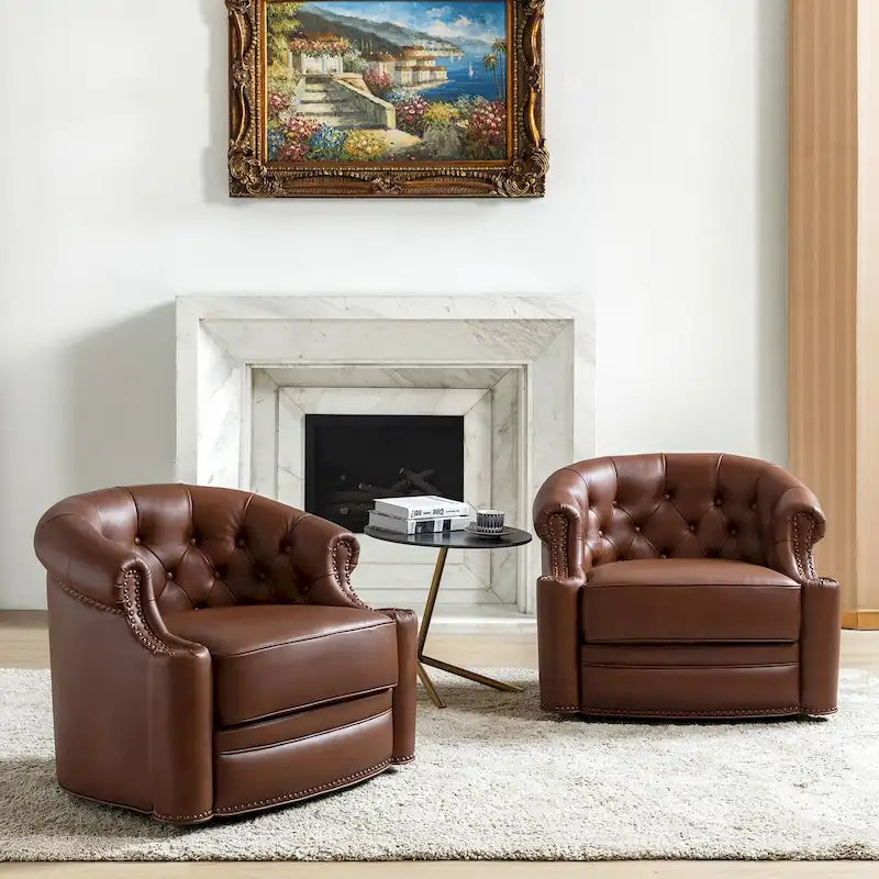 Fauteuils pivotants modernes en cuir véritable (dossiers capitonnés)