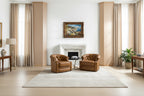 Felipe Modern Genuine Leather Swivel Chair With Tufted Back Set of 2 By HULALA HOME