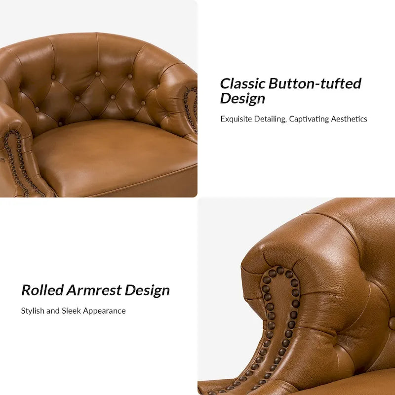 Fauteuils pivotants modernes en cuir véritable (dossiers capitonnés)