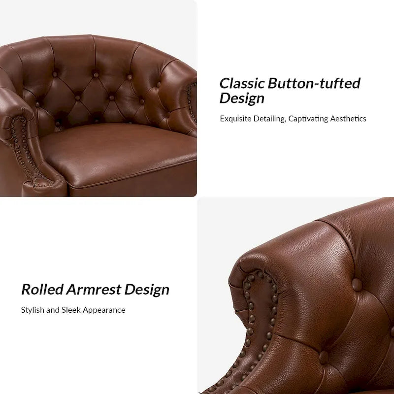 Fauteuils pivotants modernes en cuir véritable (dossiers capitonnés)