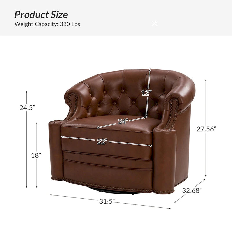 Fauteuils pivotants modernes en cuir véritable (dossiers capitonnés)