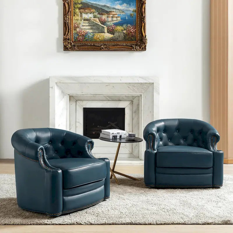 Fauteuils pivotants modernes en cuir véritable (dossiers capitonnés)