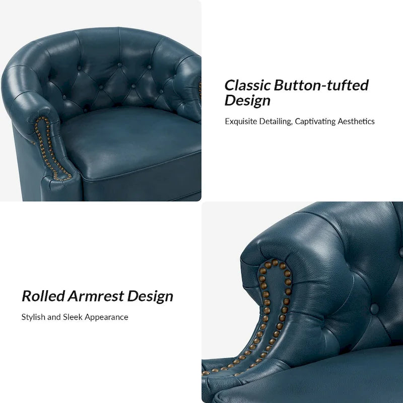 Fauteuils pivotants modernes en cuir véritable (dossiers capitonnés)
