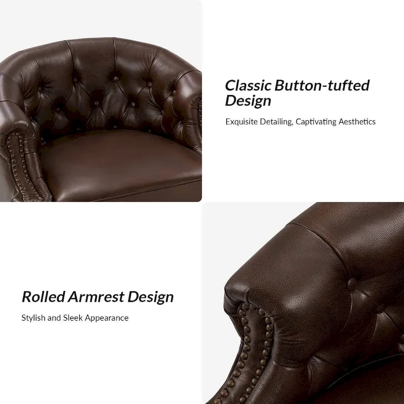 Fauteuils pivotants modernes en cuir véritable (dossiers capitonnés)