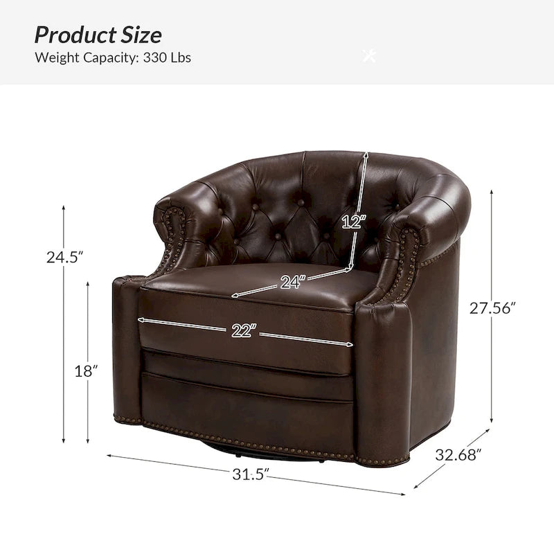 Fauteuils pivotants modernes en cuir véritable (dossiers capitonnés)