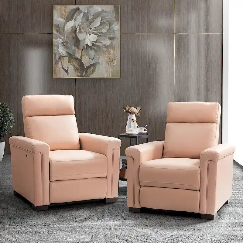 Fauteuil inclinable électrique contemporain et classique en cuir véritable de 34,65 po de largeur avec port USB