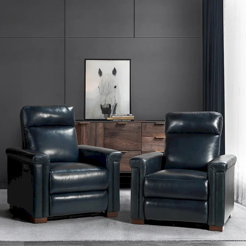 Fauteuil inclinable électrique contemporain et classique en cuir véritable de 34,65 po de largeur avec port USB