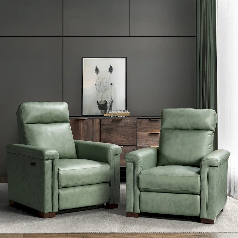 Fauteuil inclinable électrique contemporain et classique en cuir véritable de 34,65 po de largeur avec port USB