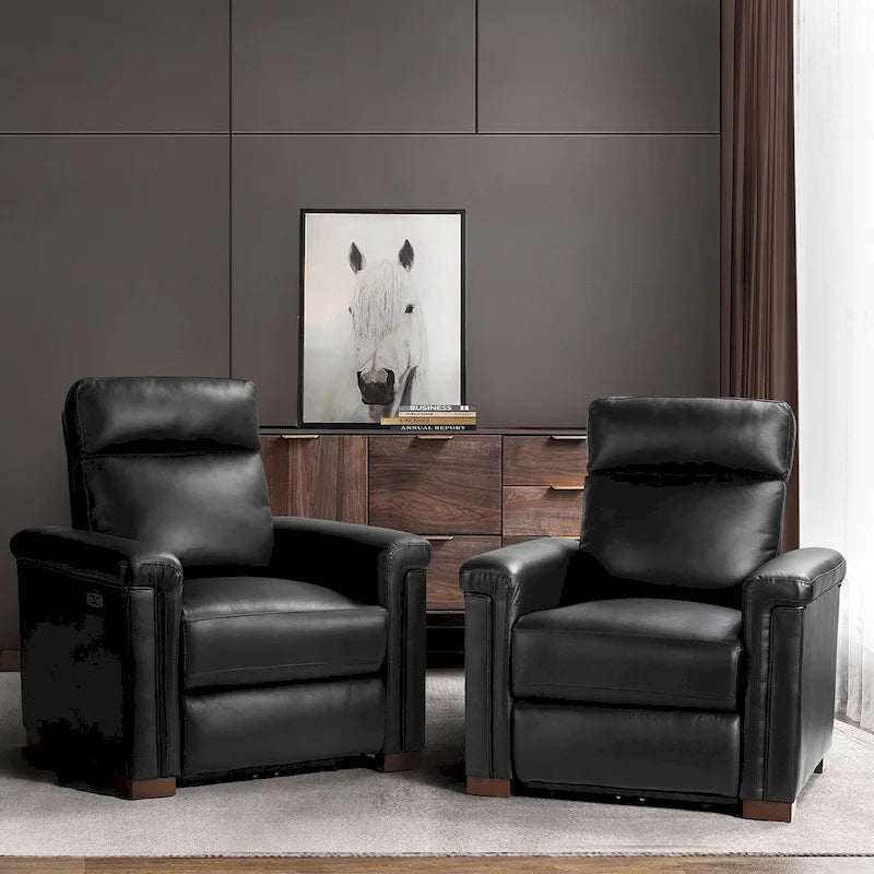 Fauteuil inclinable électrique contemporain et classique en cuir véritable de 34,65 po de largeur avec port USB