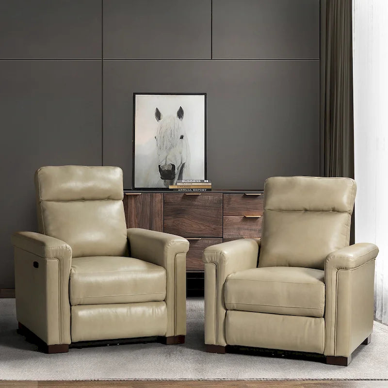Fauteuil inclinable électrique contemporain et classique en cuir véritable de 34,65 po de largeur avec port USB