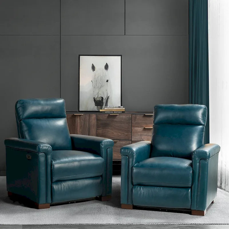 Fauteuil inclinable électrique contemporain et classique en cuir véritable de 34,65 po de largeur avec port USB