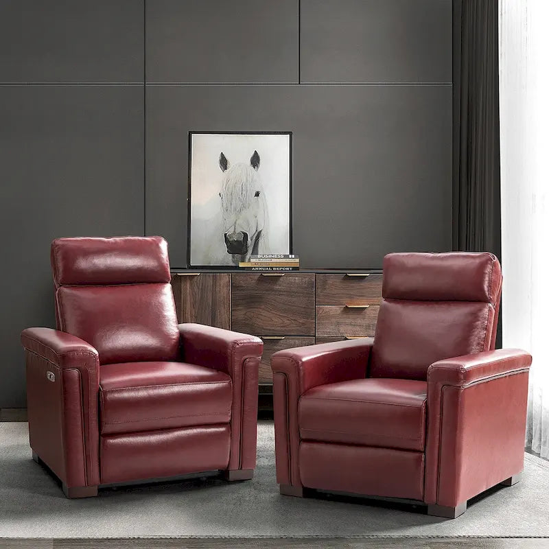 Fauteuil inclinable électrique contemporain et classique en cuir véritable de 34,65 po de largeur avec port USB