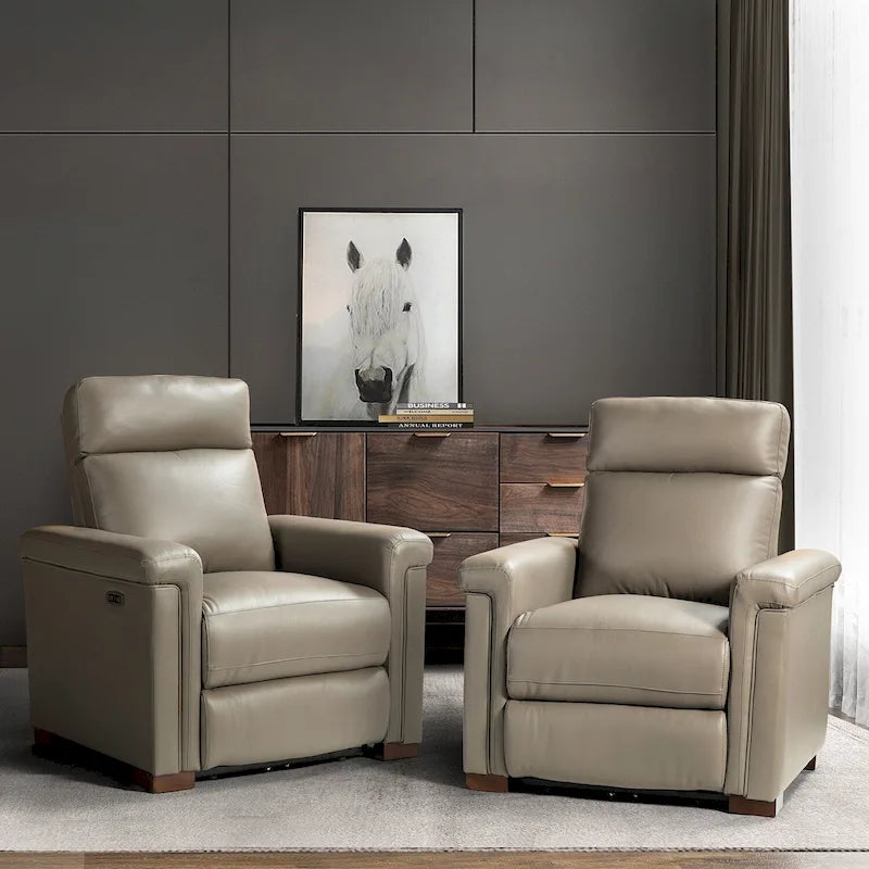 Fauteuil inclinable électrique contemporain et classique en cuir véritable de 34,65 po de largeur avec port USB