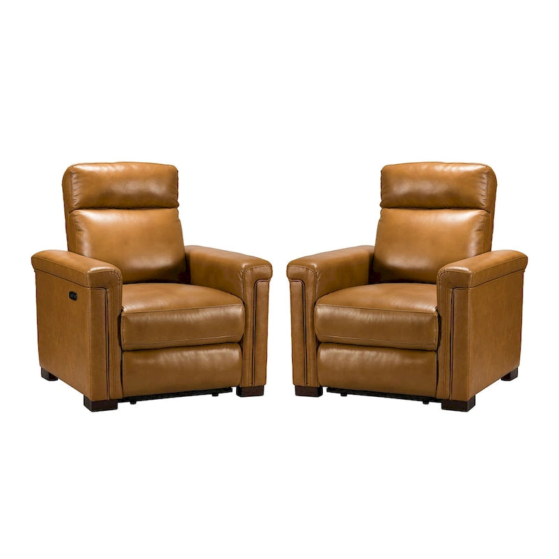 Fauteuil inclinable électrique contemporain et classique en cuir véritable de 34,65 po de largeur avec port USB