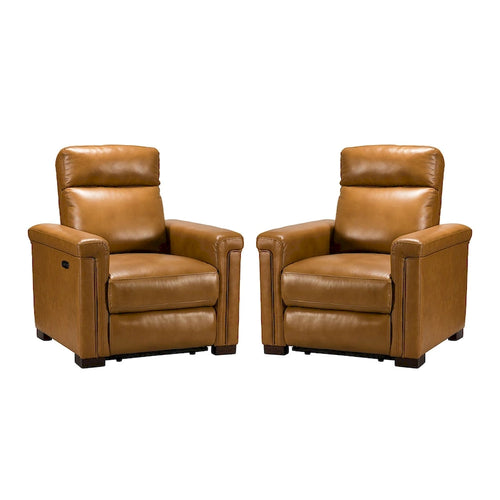 Fauteuil inclinable électrique contemporain et classique en cuir véritable de 34,65 po de largeur avec port USB