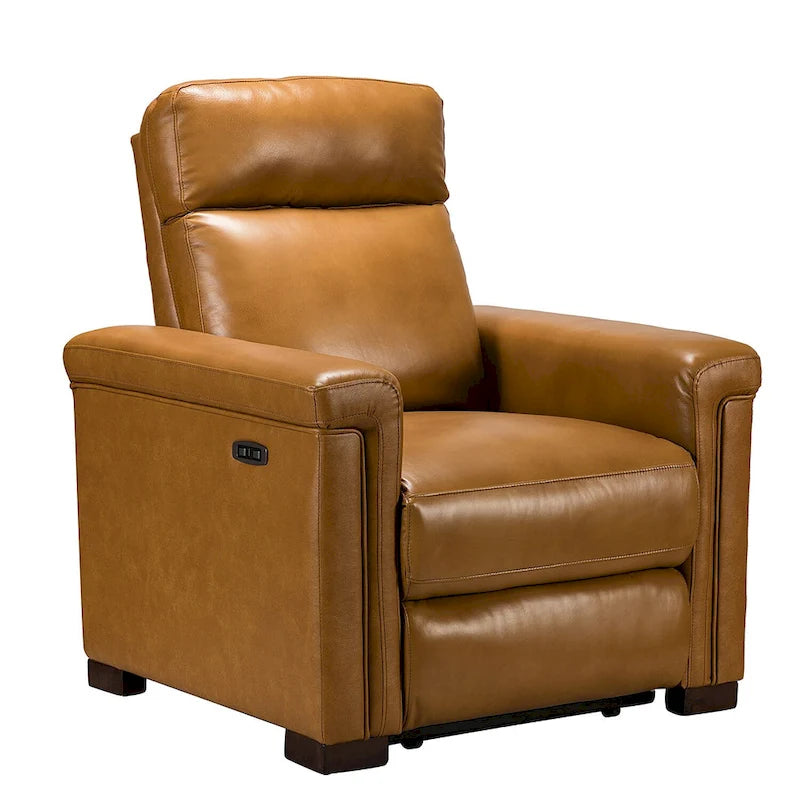 Fauteuil inclinable électrique contemporain et classique en cuir véritable de 34,65 po de largeur avec port USB
